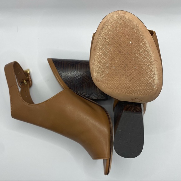 NIB Tory Burch “Grove” Peep-Toe Ankle Booties in Royal Tan Size 5 - Picture 6 of 8